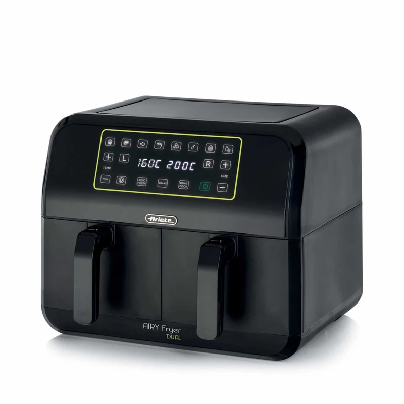 Ariete 4623 Airy Fryer Dual Friggitrice ad Aria 8L Doppio Cestello 1700W Nero