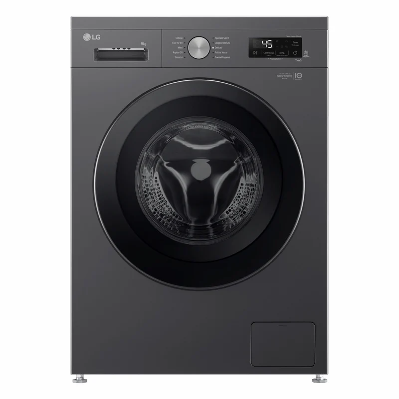 LG Lavatrice F4NX1009NMB 9kg Classe A 1400 giri/min Nero Inverter ThinQ
