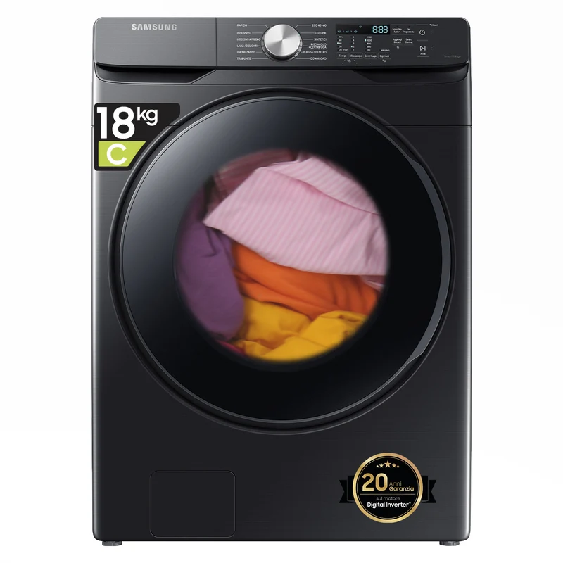 Samsung Lavatrice WF18T8000GVET 18 kg Classe C 1100 giri/min Carica Frontale Nero