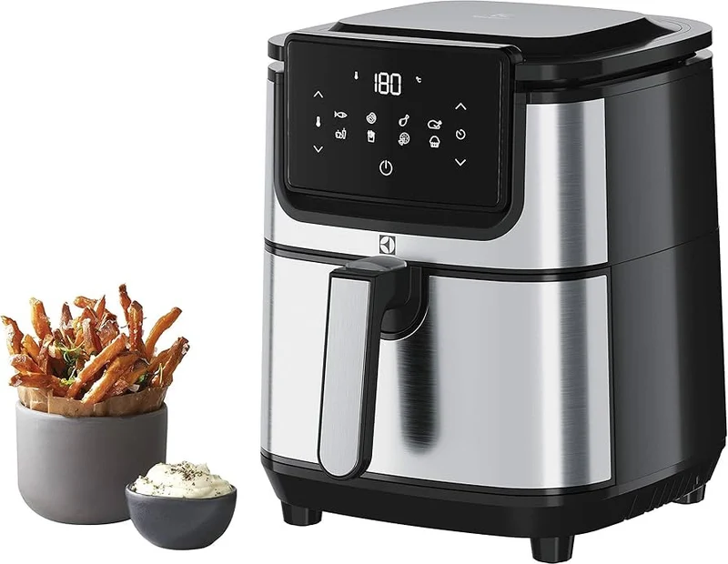 Electrolux Friggitrice ad Aria E6AF1-4ST 1500W 8 Programmi Cromo/Nero Cestello Rimovibile