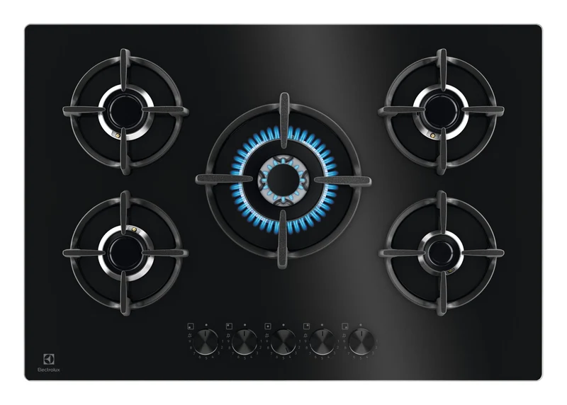 Electrolux EGG75372K Piano Cottura Gas 5 Fornelli 75cm da Incasso Nero Vetro