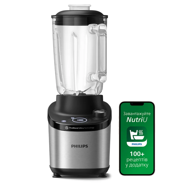 Philips Frullatore Serie 7000 HR3760/00 Alta Velocità 1500W Nero 2L Vetro Tritaghiaccio