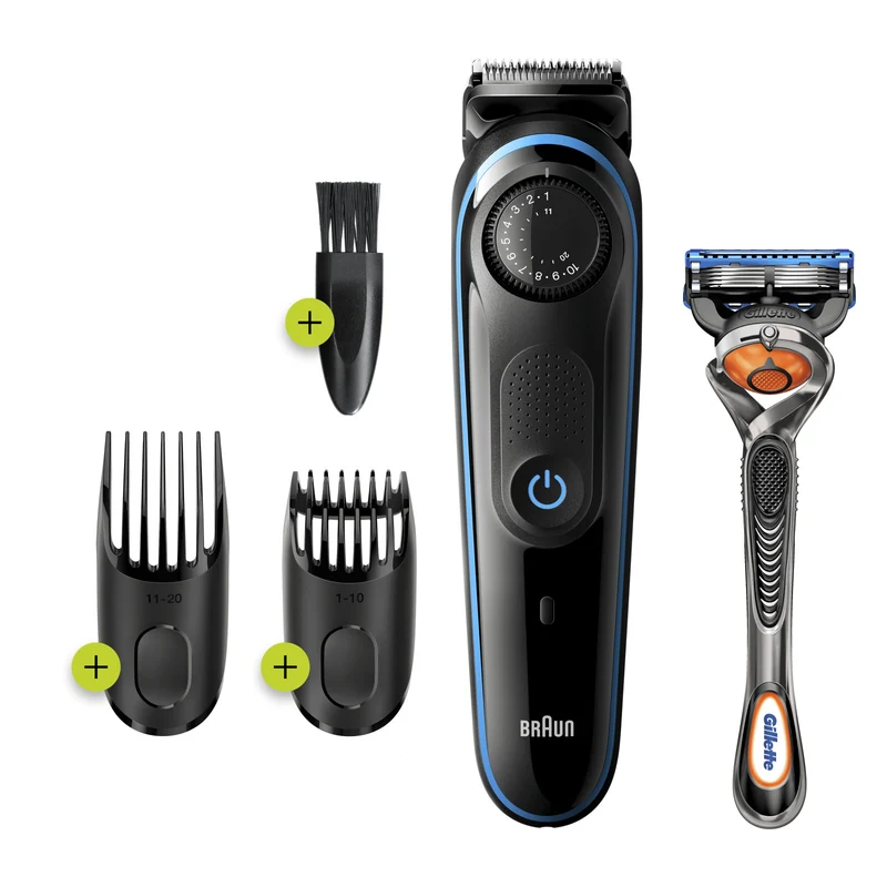 Braun BT3240 Regolabarba Uomo 39 Lunghezze 0,5-20mm Ricaricabile Lavabile Nero/Blu