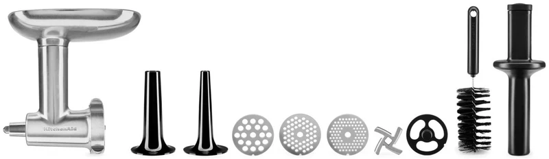 KitchenAid Tritacarne e Insaccatrice 5KSMMGA Argento Alluminio 3 Dischi 2 Adattatori