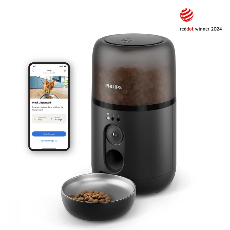 Philips PAW5320/02 Distributore di Cibo Smart per Animali con Telecamera Full HD Nero
