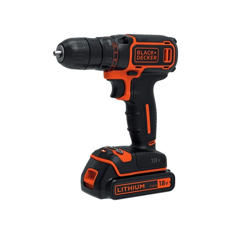 BLACK+DECKER Trapano Avvitatore 18V 1.5Ah Doppia Batteria Mandrino 1-10mm