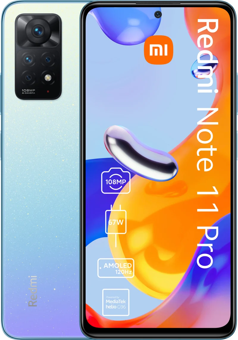 Xiaomi Redmi Note 11 Pro Blu 6.67" AMOLED 108MP 6GB RAM 64GB Smartphone