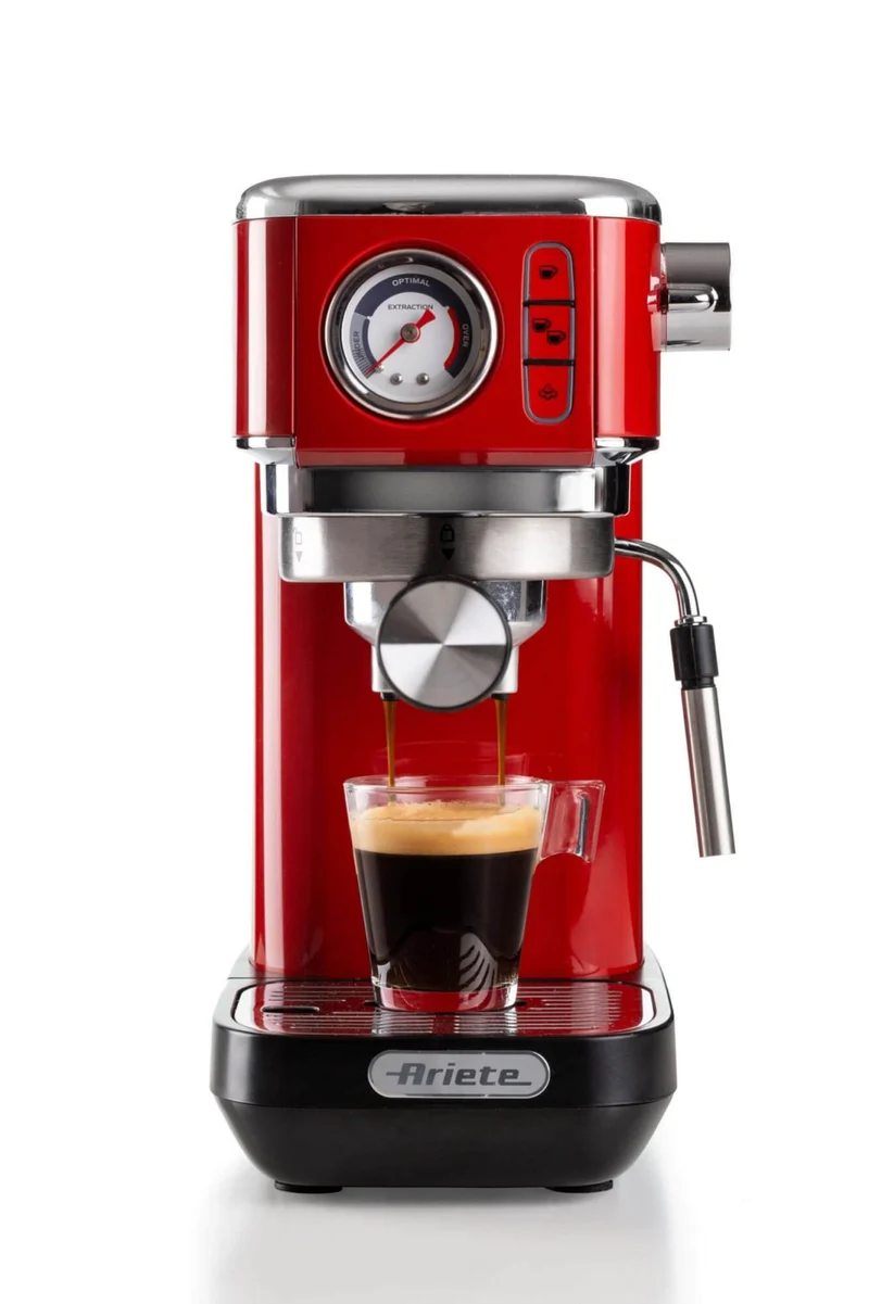 Ariete 1381 Macchina da Caffè Manuale Rossa 1300W 15 bar Cialde E.S.E. e Macinato
