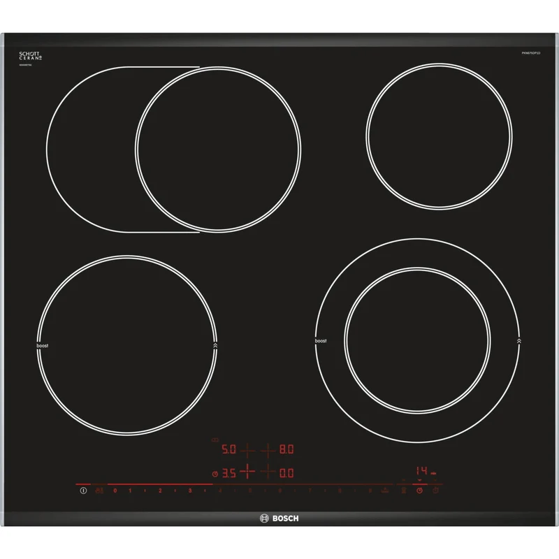 Bosch PKN675DP1D Piano Cottura Elettrico 4 Fornelli Ceramica da Incasso Nero 60cm