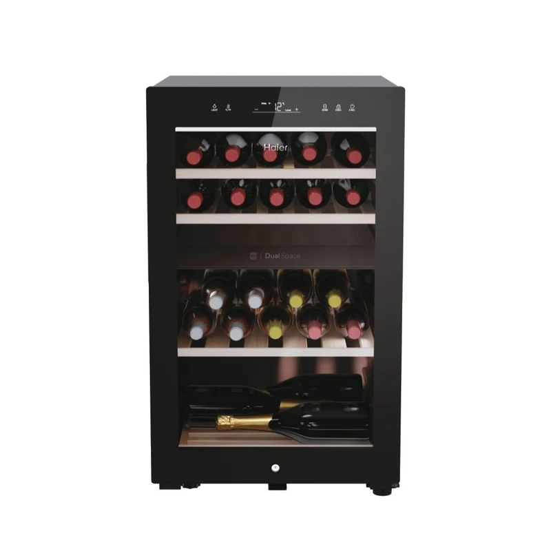 Haier Wine Bank 50 HWS42GDAU1 Cantinetta Vino 42 Bottiglie Libera 2 Zone Nero