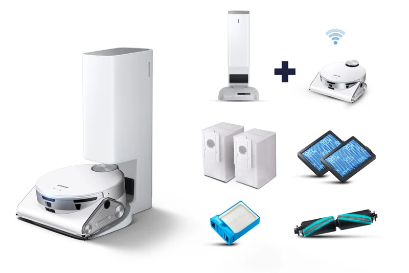 Samsung Jet Bot AI VR50T95735W Robot Aspirapolvere Senza Sacchetto Wi-Fi Argento/Bianco