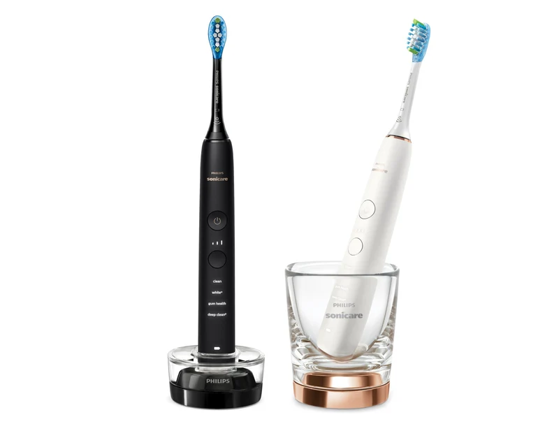 Philips DiamondClean 9000 Spazzolini Elettrici Sonici 2pz App Compatibile Bianco/Nero