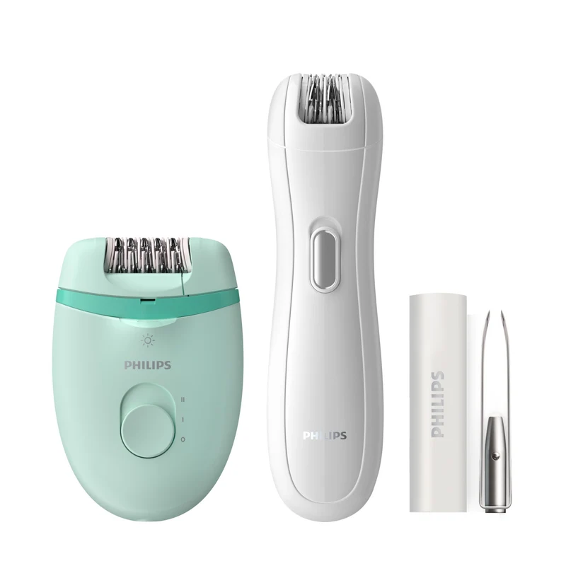 Philips Epilatore Compatto BRP529/00 Verde 8 Dischi Batteria 60min 2 Velocità