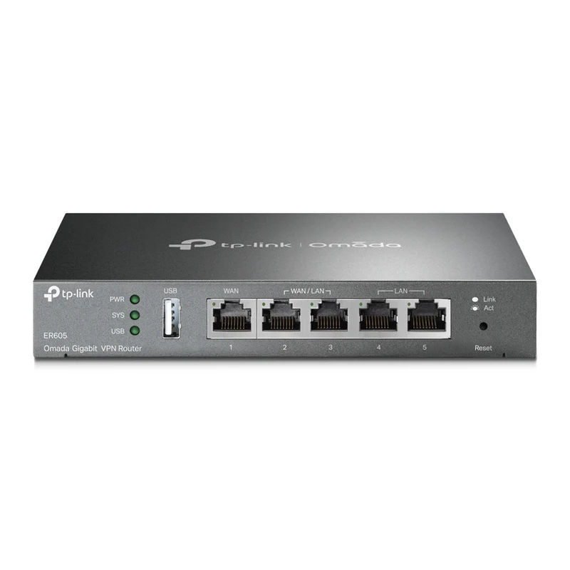 TP-Link ER605 v2 Router Gigabit Ethernet 5 Porte VPN Firewall Rack Nero