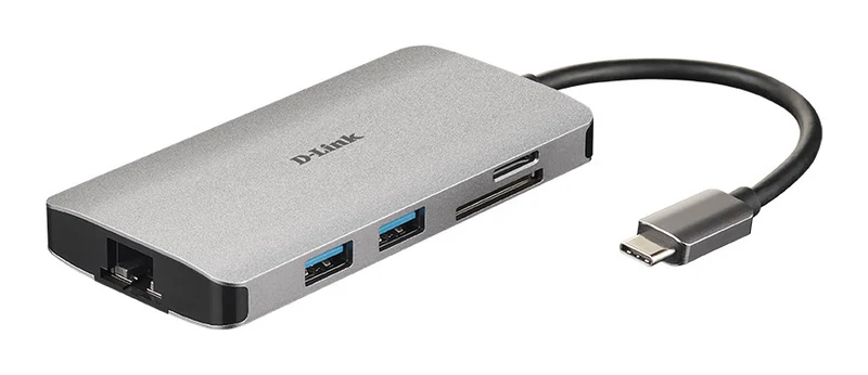D-Link DUB-M810 Hub USB-C 8 in 1 Argento Alluminio con HDMI e Ethernet
