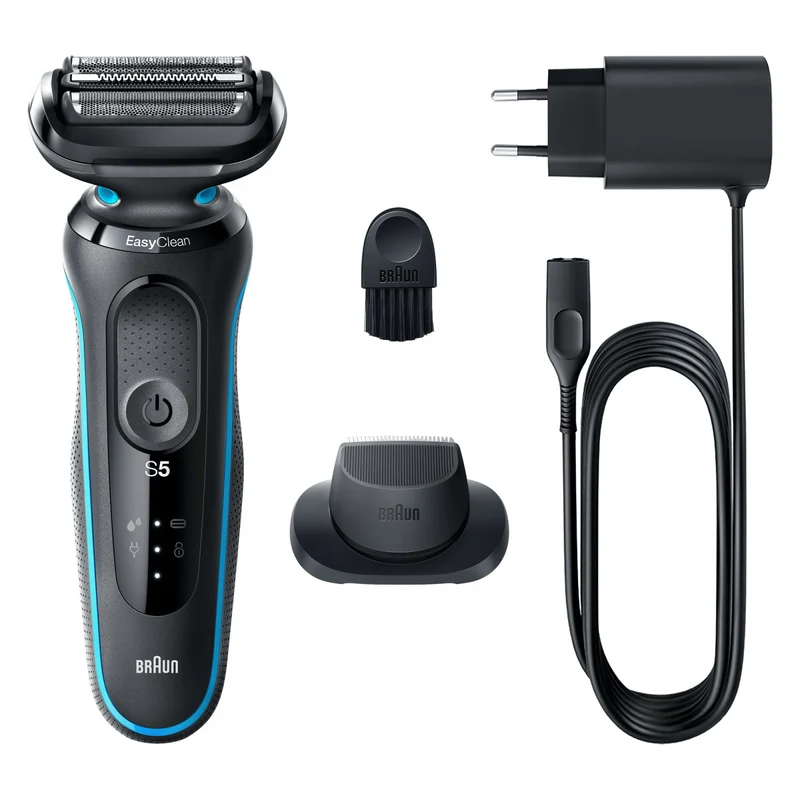 Braun Series 5 51-M1200s Rasoio Elettrico 3 Lame Wet & Dry Nero Blu