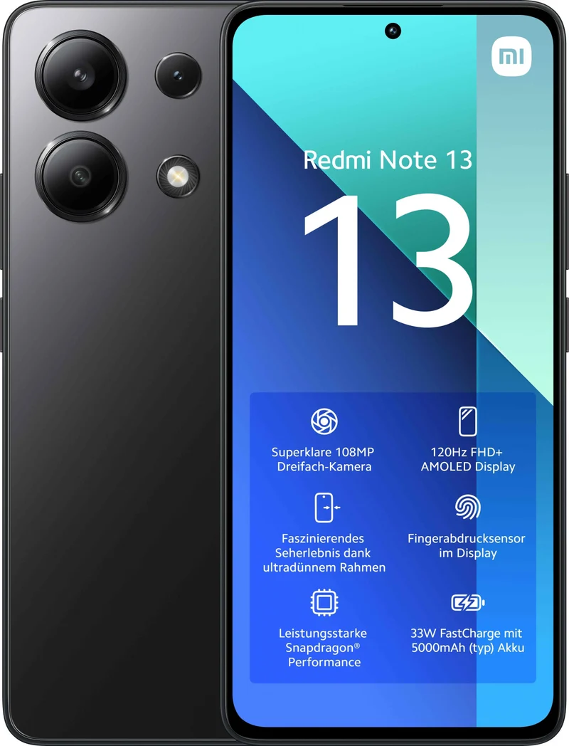 Xiaomi Redmi Note 13 Smartphone 6.67" 6GB RAM 128GB Nero Android 13