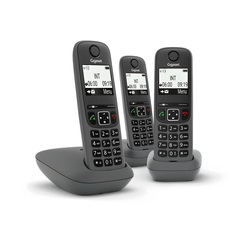 Gigaset AS490 Trio Telefono Cordless DECT Nero con Vivavoce e Identificatore Chiamate