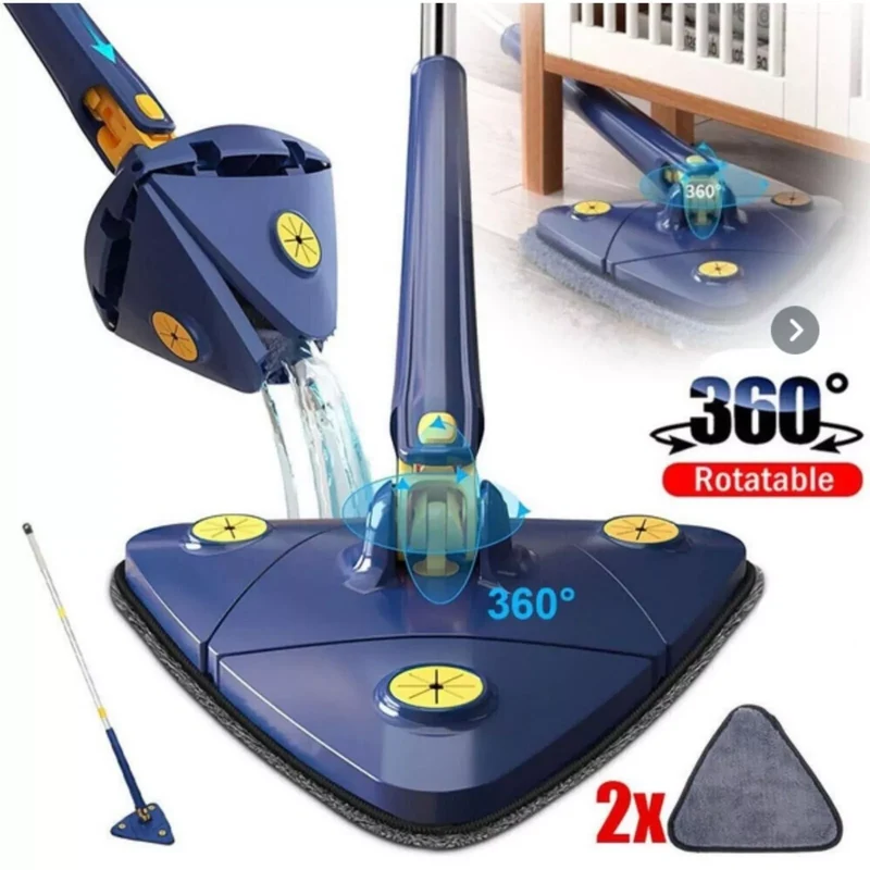 Cecaro Group - Mocio Triangolare Girevole 360° con Panno Lavabile