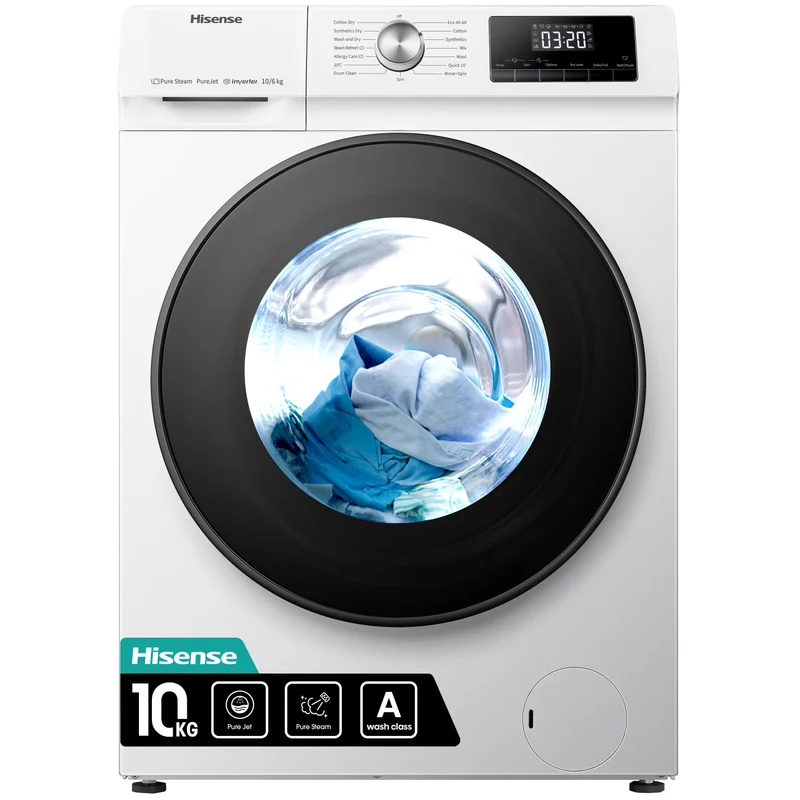 Hisense WDQA1014EVJM Lavasciuga 10/6 kg 1400 Giri Classe A Bianco Caricamento Frontale
