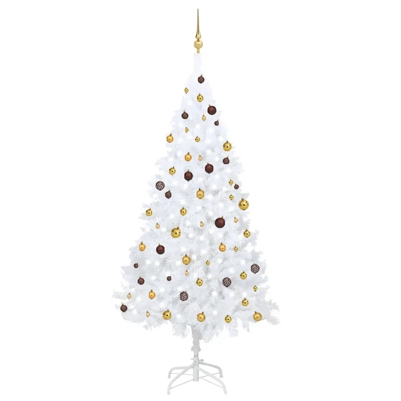 Albero di Natale Preilluminato con Palline Bianco 240 cm PVC 3077543