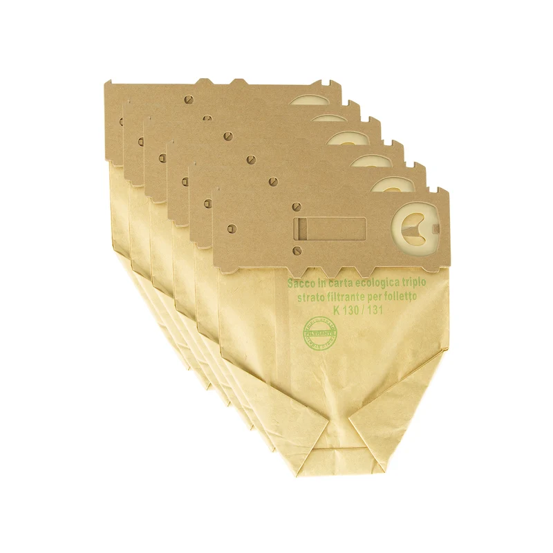 Sacchetti VK130 VK131 in Carta – Ricambi Compatibili Folletto (6 Pezzi)