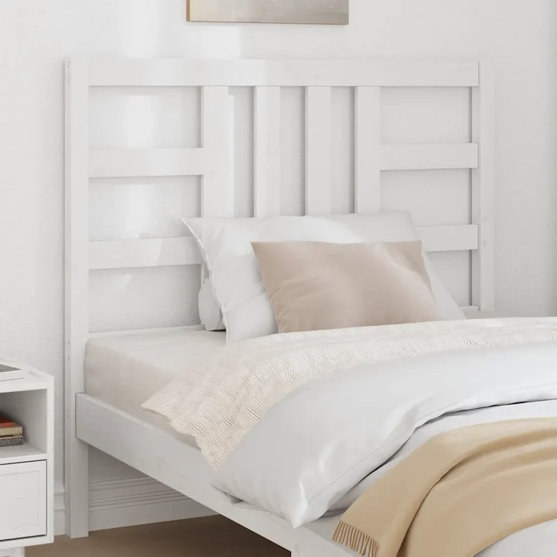 Testiera per Letto Bianca 106x4x100 cm Legno Massello di Pino 817826