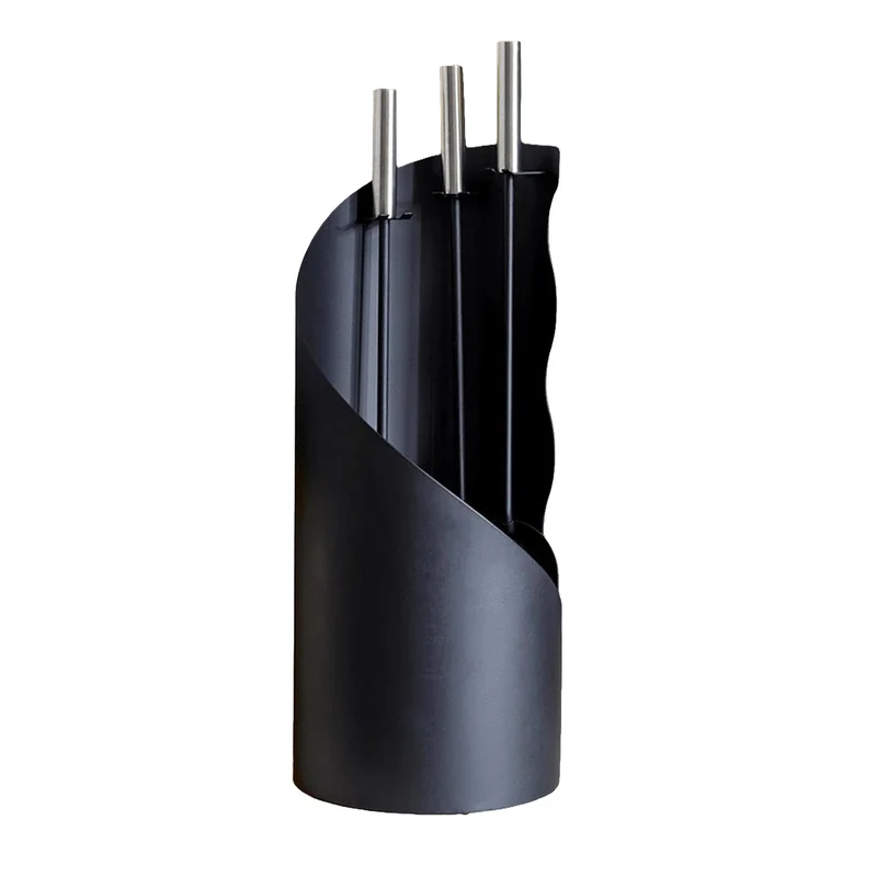 Set 4 Accessori per Camino in Ferro: Paletta, Scopino, Attizzatoio e Supporto – Resistente al Calore e con Ganci Interni