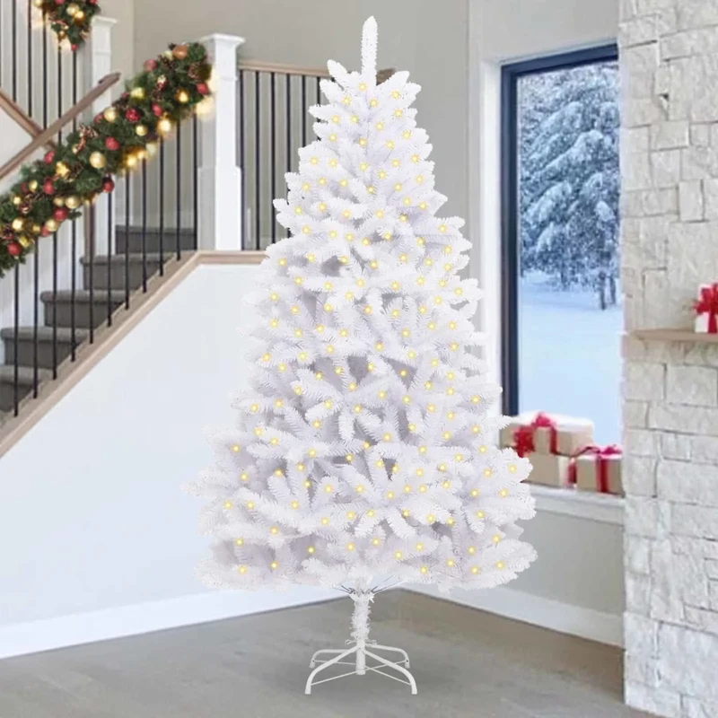 Albero di Natale artificiale 300 LED PVC e Acciaio Bianco 3210118