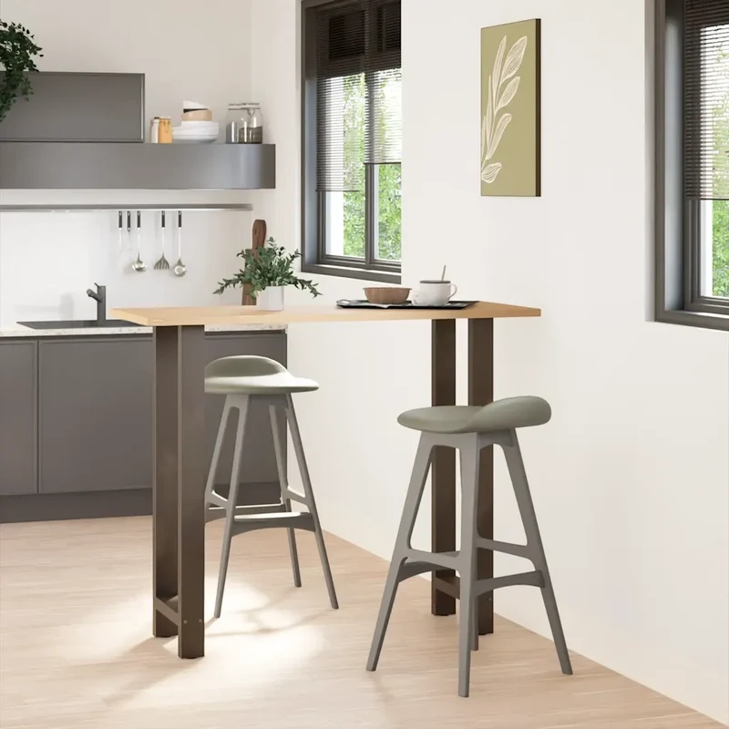Gambe per tavolo da bar in acciaio naturale 2 pz 40x(110-111) cm in acciaio 4013351