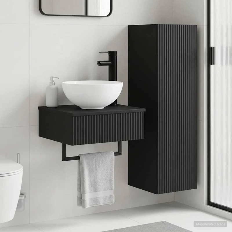 Set di mobili per il bagno 2 pz Nero 33 x 34,5 x 100 cm 3406094