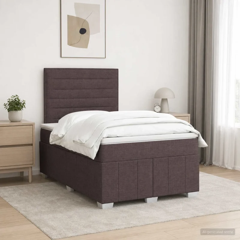 Letto Box Spring LED con Materasso Marrone Scuro 120 x 200 cm 3455573