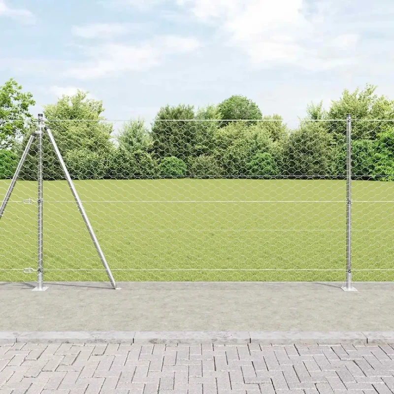Recinzione esagonale con base in cemento 50 x 1,2 m Argento 3353841